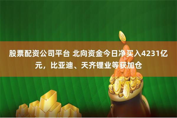 股票配资公司平台 北向资金今日净买入4231亿元，比亚迪、天齐锂业等获加仓